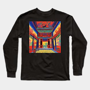 interior of japanese temple in fauvism artsyle Long Sleeve T-Shirt